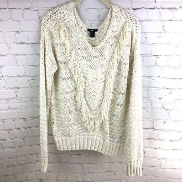H&M Sweaters - H&M Fringe Open Knit Bohemian Sweater